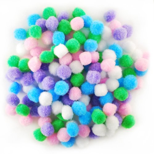 Multicraft Imports Pom-Poms, Mini, Assorted Pastel, 150 Per Package