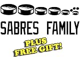 8.5" x 3.5" Sabres Hockey Family Vinyl Sticker Decal [Die-cut, White] + with Free Hockey Pencil
