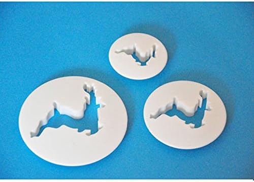 Ruiji Embossing Cutter 3pc Deer Design Sugar Craft Decor Sets Tools for Cupcake Decorating White