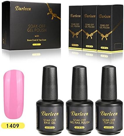 Darleen Soak Off Gel Nail Polish with Top Base Coat Kit Lacquer UV LED Bling Gelish series 1409 Go Girl