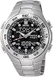 SEIKO Men's World Time Digital Alarm Chronograph Watch with Black Dial. Model: WF-SNJ013