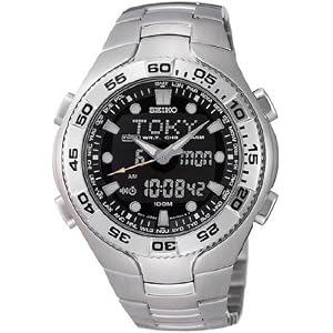 SEIKO Men's World Time Digital Alarm Chronograph Watch with Black Dial. Model: WF-SNJ013