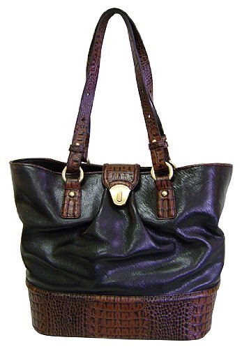 brahmin flower soft tuscan black leather purse  more detail click!