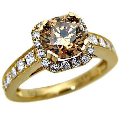1.90ct Chocolate Brown Round Diamond Engagement Ring 14k Yellow Gold