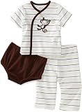 Little Me Baby-boys Newborn Monkey 3 Piece Diaper Pant Set, Brown Multi, 9 Months