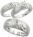 14k White Gold Trio 3-Piece His (8mm) & Hers (6mm; 6mm) Wedding Band Set, w/ 0.25 Carat Brilliant Cut Diamonds; (Men\'s Size 9 to 12; Ladies\' Size 6 to 8)