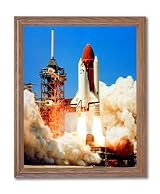 NASA Space Shuttle Challenger Blast Off Photo Wall Picture Oak Framed Art Print