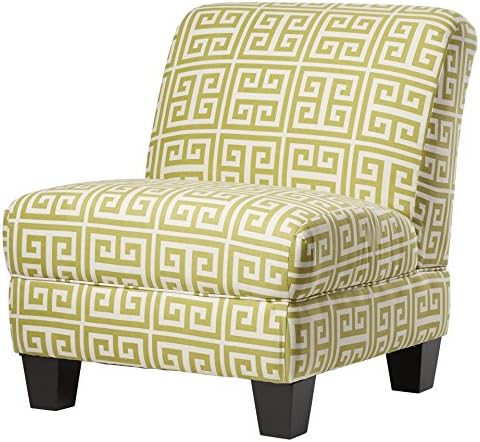 Eco-friendly, Top Wood Quality, Green Geometric Pattern, Espresso Leg Finish, Polyester Upholstery, Ergonomically Reliable Back Support, Armless Slipper Chair That Blends Perfectly With Home Decors