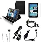 CrazyOnDigital Black Stand Leather Case with Charger and Screen Protector For Samsung Galaxy Tab 2 7.0 (6-item)