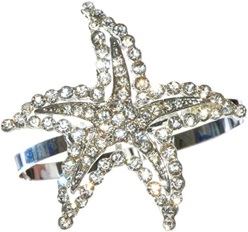 Starfish Glass Rhinestone Crystal Napkin Rings Set of 6