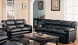 IMAGE OF 2pc Sofa Set with Pillow Top Seat in Deep Black Bonded Leather