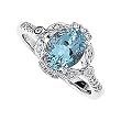 14K White Gold Aquamarine and Diamond Ring