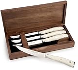 Wusthof Classic Ikon 4-Piece Steak Set Wood Box, Creme