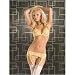 Seven 'til Midnight Tie-back lace bra,garter belt & thong One Size Yellow