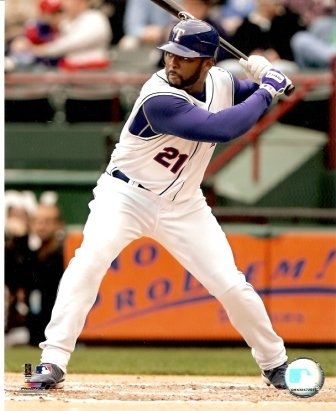 Milton Bradley Rangers Batting 8x10 Photo
