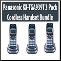 Panasonic KX-TGA939T DECT 6.0 Black Digital Cordless 3 Pack for TG9390 Series Phones