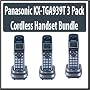 Panasonic KX-TGA939T DECT 6.0 Black Digital Cordless 3 Pack for TG9390 Series Phones