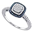 Beautiful White Gold 0.43 Ctw Blue and White Diamond Promise Ring " Size 7 "