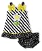 Youngland Baby-girls Infant Sleeveless Sundress With Daisy Applique And Diaper Cover, Black White, 12 Months