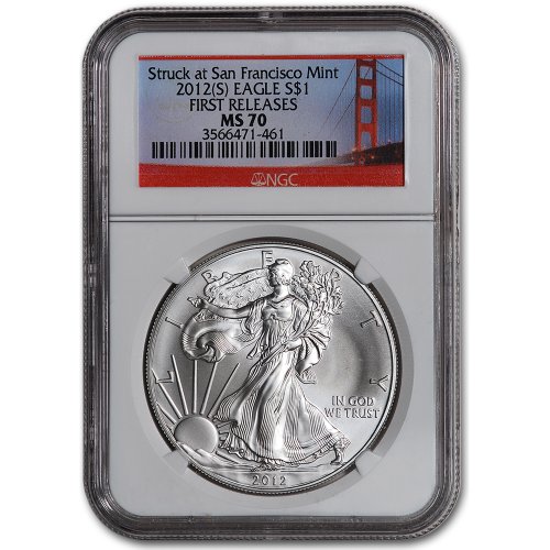 2012-(S) American Silver Eagle - NGC MS70 - First Releases - Golden Gate Bridge On Sale
