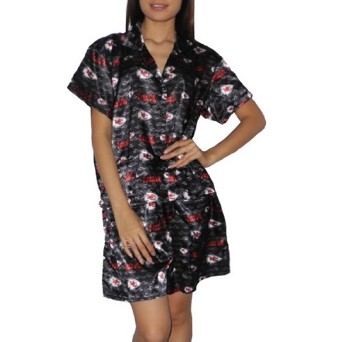 NFL Kansas City Chiefs Womens Gorgeous Pajama / Loungewear Set - Black (Size: L)