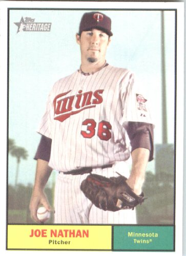 2010 Topps Heritage Baseball Card # 328 Joe Nathan - Minnesota Twins - Mint Condition - MLB Trading Card Shipped In Protective ScrewDown Display Case!