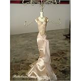 Beautiful Jewelry Display Doll- White Silk Evening Gown