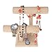 2-Tier Beige Woven Designer Series T-Bar Bracelet Watch Jewelry Stand Display