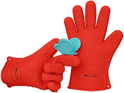 Silicone Cooking & BBQ Gloves ★ Heat Resistant, Best Value, Premium, FDA Approved Grilling Glove for Men and Women ★ Perfect for Cooking, Baking & Barbecuing in the Kitchen or Outdoors ★ Use As Oven Mitts, Pot Holder or Grips ★ Easy to Clean, Insulated, Waterproof & Non-slip ★ Great Gift Idea ★ Protect Your Hands