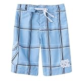 University of North Carolina UNC Tarheels Toddler Boys Swim Short - Bat Boy (Plaid Pattern)