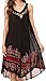 Sakkas Gasha Sleeveless Mid Length Caftan Dress with Embroidery Details and V Neck