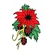 ID 8191A Poinsettia Flower Patch Christmas Holly Embroidered Iron On Applique