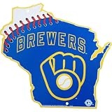 Milwaukee Brewers Plastic Wisconsin State Cutout Sign (Ball & Glove Logo)