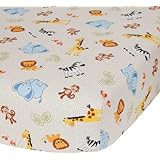 Bedtime Originals Jungle Buddies Sheet, Brown/Yellow