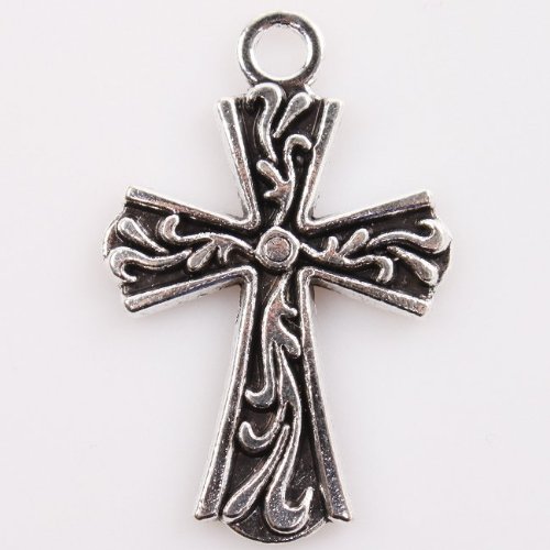 12pcs Charms Vintage Silver Cross Alloy Findings