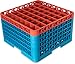 Carlisle RG49-5C412 OptiClean 49 Compartment Glass Rack with 5 Extenders, 11.9", Polypropylene, Orange/Carlisle Blue