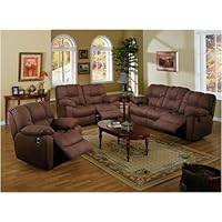 3pc Chocolate Brown Microfiber Motion Recliner Loveseat Sofa Set