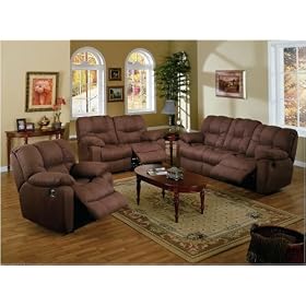 3pc Chocolate Brown Microfiber Motion Recliner Loveseat Sofa Set