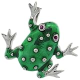 Revoni Sterling Silver Green Enamel Frog Pendant, 1 1/8 in. (29mm) tall