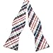 PenSee Mens Self Bow Tie Red & Grey & Navy Plaids Woven Silk Bow Ties