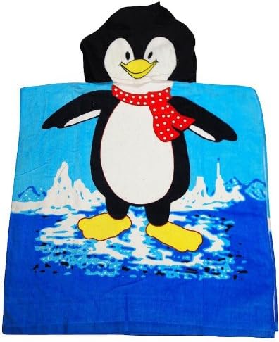 Kreative Kids CHILDRENS / BOYS / GIRLS DISNEY CHARACTER HOODED PONCHO TOWELS - BATH BEACH POOL (Penguin)