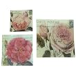 Set of 3 Roses motif glass plates with Ephemera Old motif