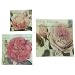 Set of 3 Roses motif glass plates with Ephemera Old motif