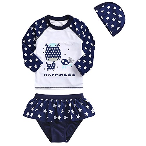 Vivobiniya Kid Girls Two-piece Swimsuits Upf50 Long Sleeve Swimwear 3-7T