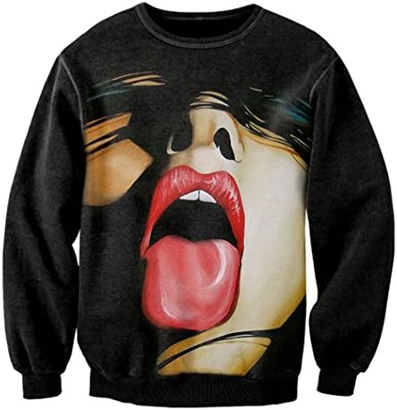 Unisex Hipster Funny Sexy Lips Swag 3D Sweatshirt Hoodies Pullovers Hoodie (L)