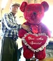 LARGE 36" BIG SOFT RED SPARKLE TEDDY BEAR HOLDING PLUSH RED HEART EMBROIDERED WITH THE WORDS "YOU ARE SPECIAL" - AMERICAN MADE IN THE USA AMERICA