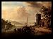 Christian Georg Schuetz d. Ae. (Ruedesheim am Rhein, Rhine scenery with nearby estuary, in the background Bingen) Framed Art Poster Print - 11 X 17