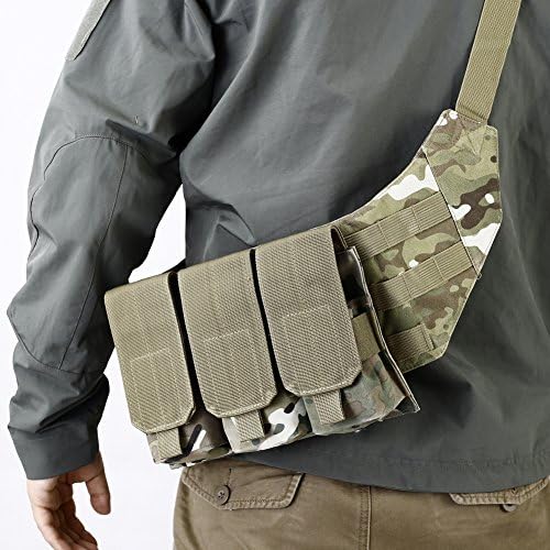 OneTigris Tactical Molle Shoulder Triple Magazine Pouch Crossbody Sling Bag (Multicam)
