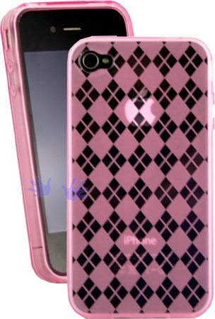 GTMax Hot Pink Plaid Checker Gel Skin Cover Case for Apple iPhone 4 4G 16GB / 32GB 4th Generation