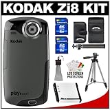 Kodak Playsport Zx3 Pocket 1080p HD Waterproof Video Camera Camcorder (Black) with (2) 8GB Card + Battery + Case + Tripod + Accessory Kit